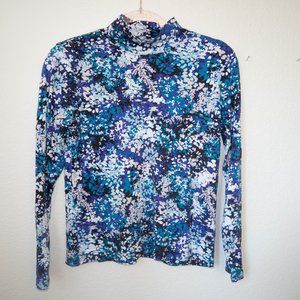 Cotton blue and purple pattern turtleneck